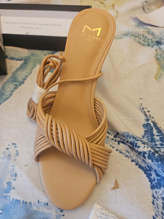 Marc Fisher Shoes - Marc Fisher Knotted Strappy Slide Sandal in Tan